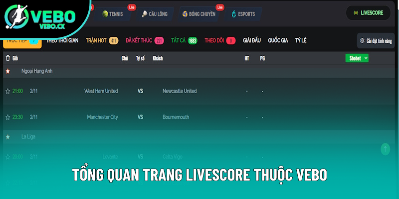 Tổng quan về trang Livescore tại VEBO